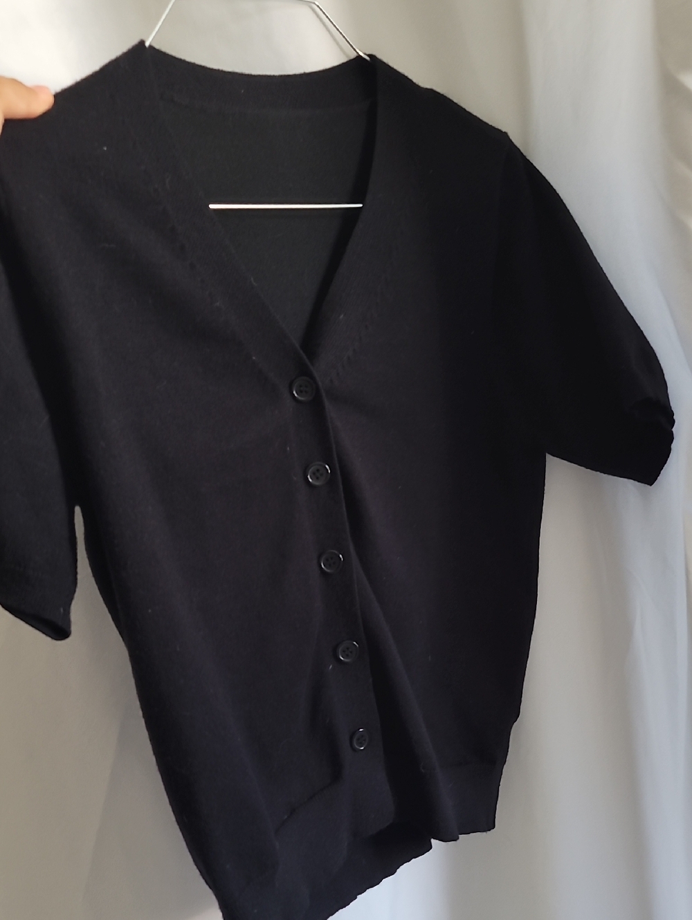 SHEIN Black Short Sleeve Button-Front Cardigan